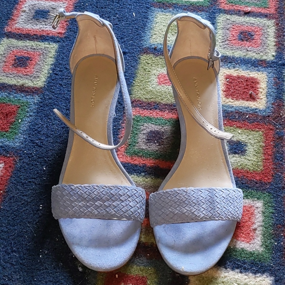 Ann Taylor Light Blue Wedge Sandals Size 6.5